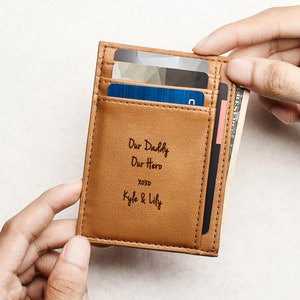 Geldbörse für Papa, Vatertag, Geschenke für Papa, Vegane Geldbörse, Leder Minimalistische Geldbörse, schlanke Geldbörsen, Vordertasche Geldbörse