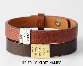 Dad Bracelet With Kids Names, Father's Day Gifts, Fathers Bracelet With Family Name, Multiple Name Bracelet, Custom Jewelry For Dad