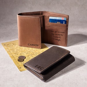 Geschenk für Freund, Männer Handschrift Brieftasche, benutzerdefinierte Brieftasche für Männer, Vatertagsgeschenk, personalisierte dreifache Brieftasche für ihn, Geschenk von Frau