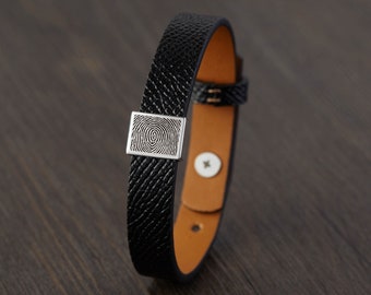Fingerprint Jewelry, Engraved Thumbprint Bracelet, Gift For Men, Remembrance Gift, Memorial Gift For Him, Loss of Dad Gift