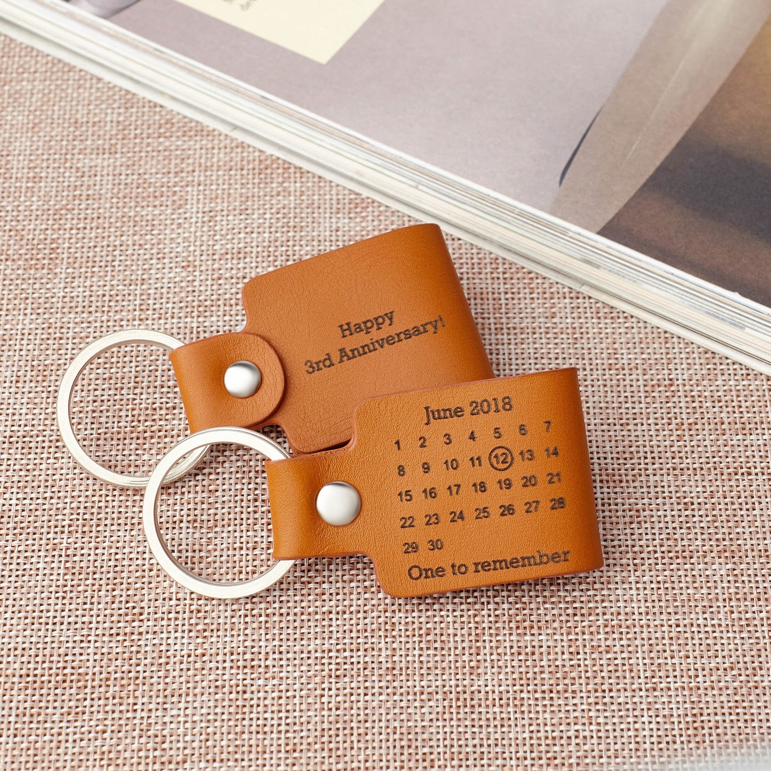Calendar Keychain Leather Anniversary Gift for Boyfriend Etsy