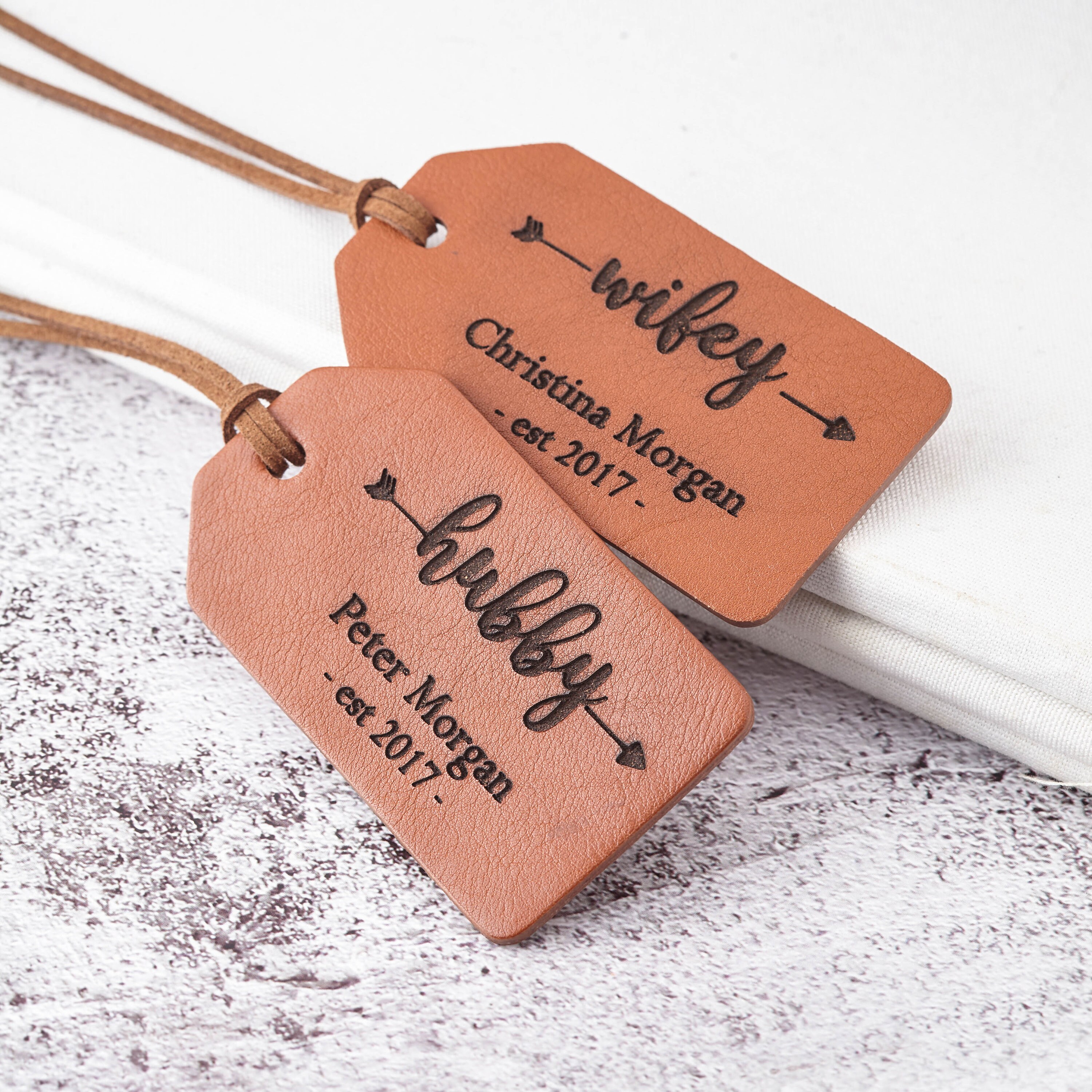 His and Hers Luggage Tags Leather Christmas Gift for Couples Etsy