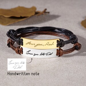 Actual Handwriting Gift For Men, Mens Gift, Custom Gift For Him, In Memory Of Dad, Remembrance Bracelet For Man, Handwritten image 2