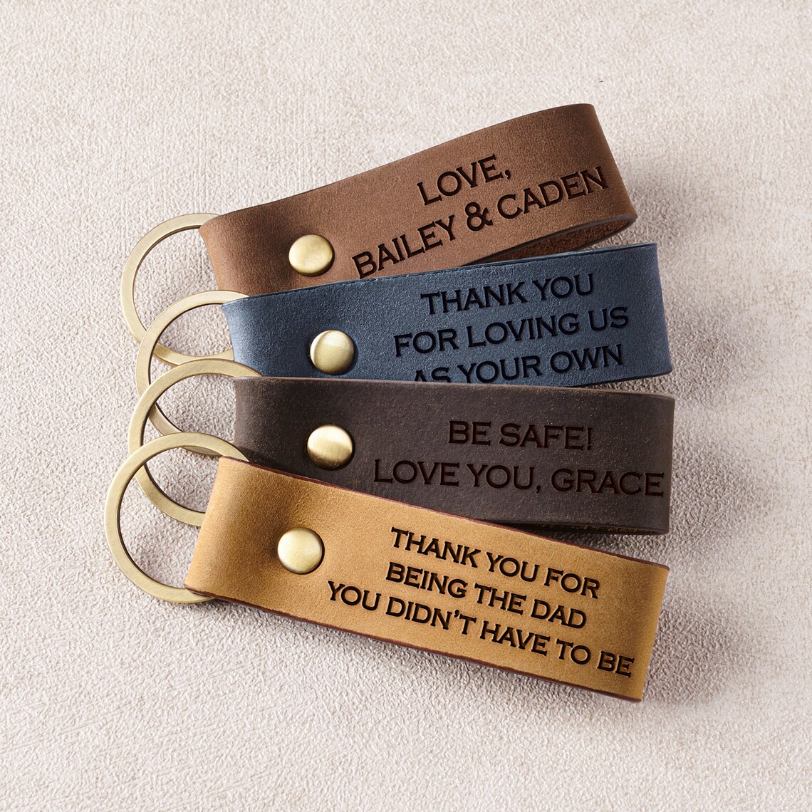 Engraved Stainless Steel Keyring - Father's Day Gift For Stepdad/Dad From Son/Daughter