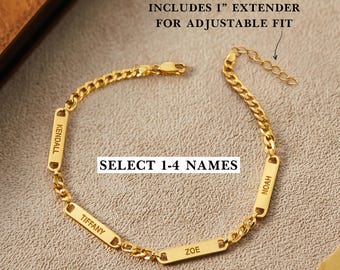 Gepersonaliseerde herenarmband, valentijnscadeau voor mannen, herenarmband met kindernamen, gouden armband voor mannen, aangepaste armband met 3 namen, herensieraden