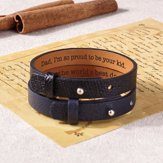 Leather Bracelet For Him, Personalized Bracelet, Custom Leather Bracelet, Men Bracelet Leather, Hidden Message Bracelet Men