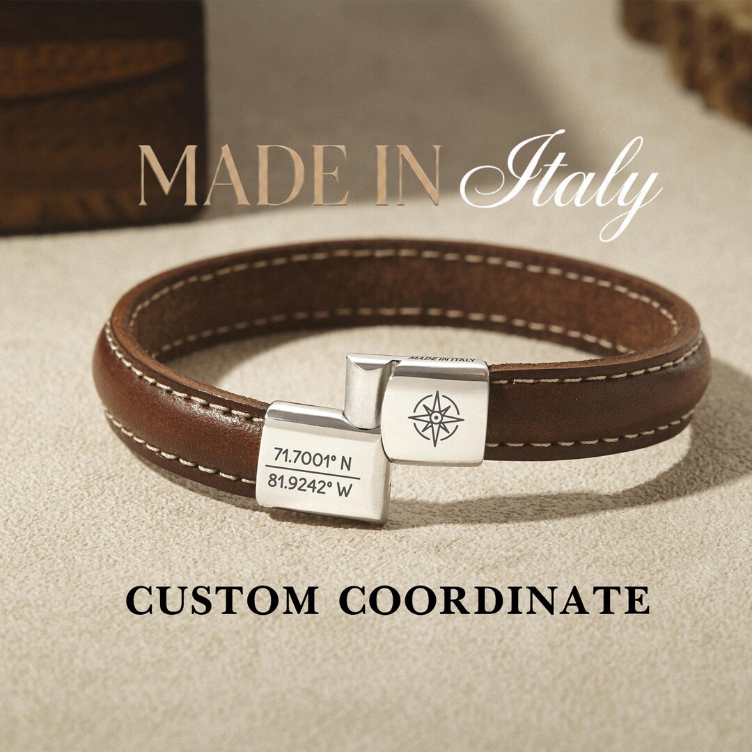 Custom Coordinates Bracelet, Hidden Message Bracelet, Men’s Italian ...