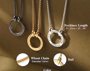 Vaderketting met kindernaam, valentijnscadeau voor man, vaderscadeau, aangepaste naamketting, herenketting met kindernamen, vadersieraden