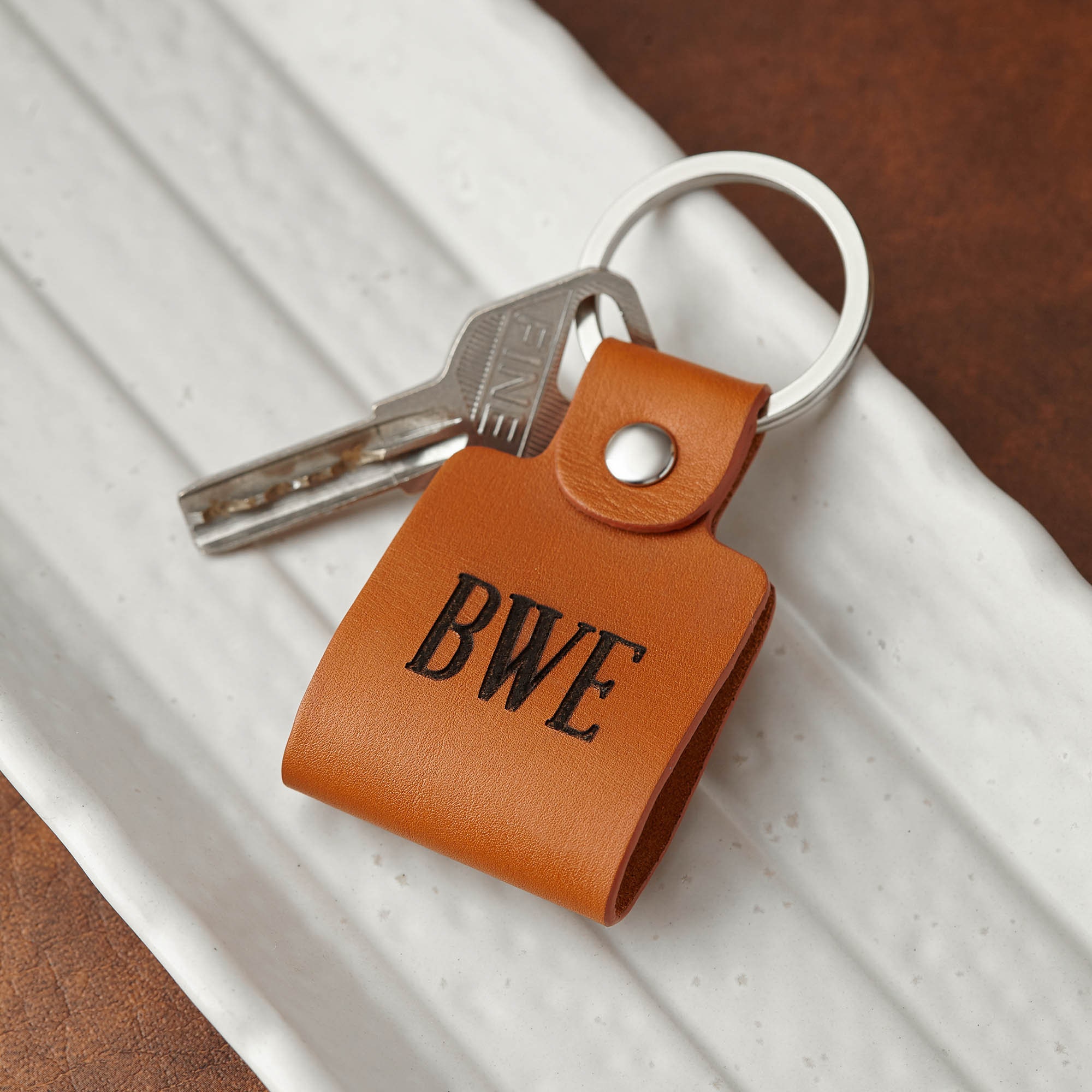 Leather Keychain Monogram Custom Keychain For Boyfriend Etsy