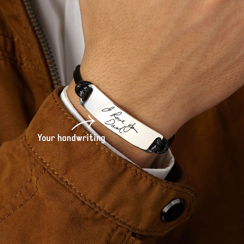 The warmth of the father's hands always brings the feeling of safety and trust to us. So, this father's day why not bring this feeling to him with a Men's Handwriting Bracelet? Engraved with the actual handwriting on the front and custom message on the back (“happy fathers day dad” for example), this leather bracelet will be a good fathers day gift for your dad. Every time he wears it, he will surely feel like you are by his side.