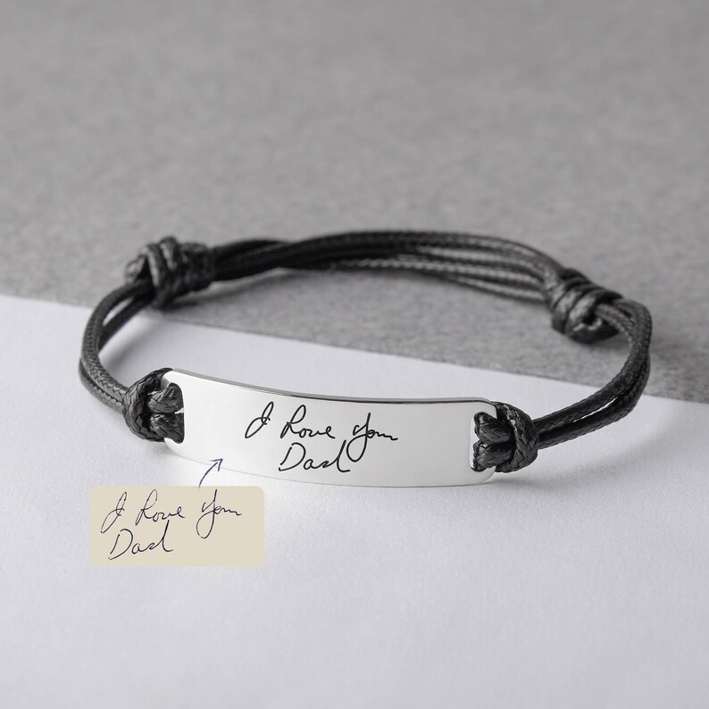 Actual Handwriting Gift For Men, Mens Gift, Custom Gift For Him, In Memory Of Dad, Remembrance Bracelet For Man, Handwritten image 9