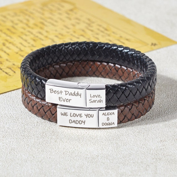 Dad bracelet leather deals
