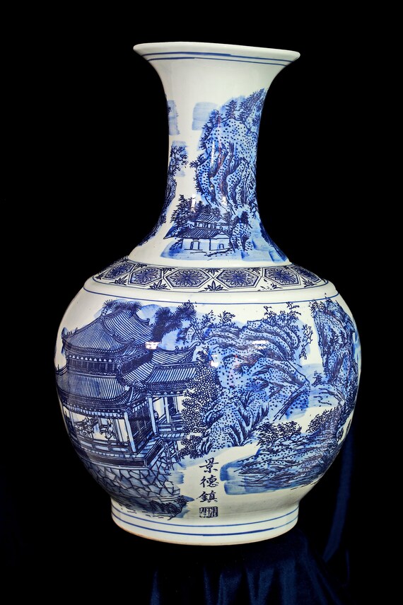 Chinese Blue and White Porcelain Vase Jingdezhen il 570xN sysd