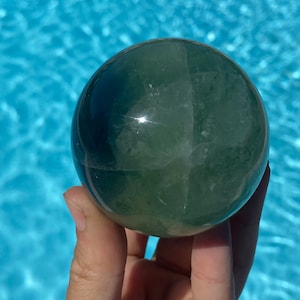 Green & Blue Fluorite Sphere * Vibrant Transparent Fluorite Sphere * Teal Fluorite Ball High Quality Fluorite Orb