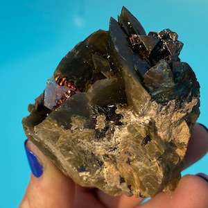 RARE Natural Rainbow Iridescent Chalcopyrite Flower * Amazing One-of-a-Kind Iridescent Chalcopyrite on Barite Blade Rosette Crystal Specimen