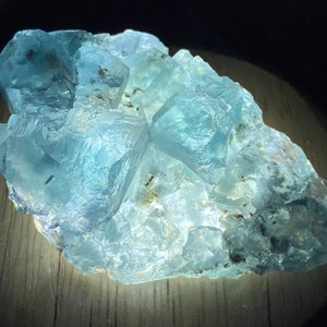 Unique Translucent Icy Ice Blue Cubic Fluorite on Matrix * Light Blue DOUBLE-SIDED Raw Fluorite Cubic Specimen * Undamaged Ice Blue Fluorite