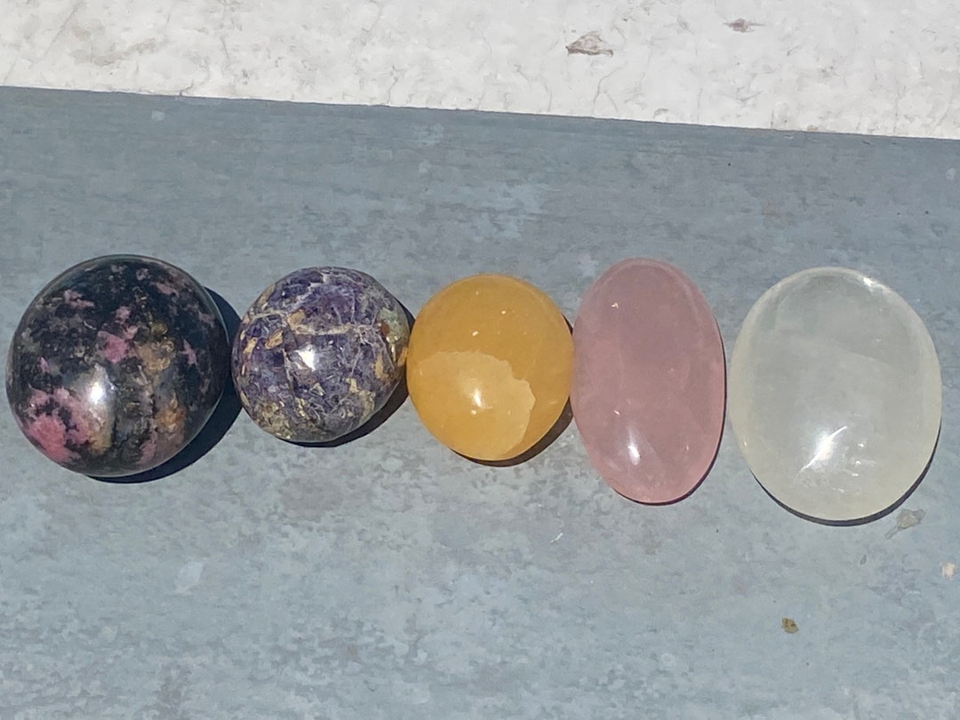 Mixed Crystal Palm Stones Ethically Sourced Rhodonite Orange Calcite ...