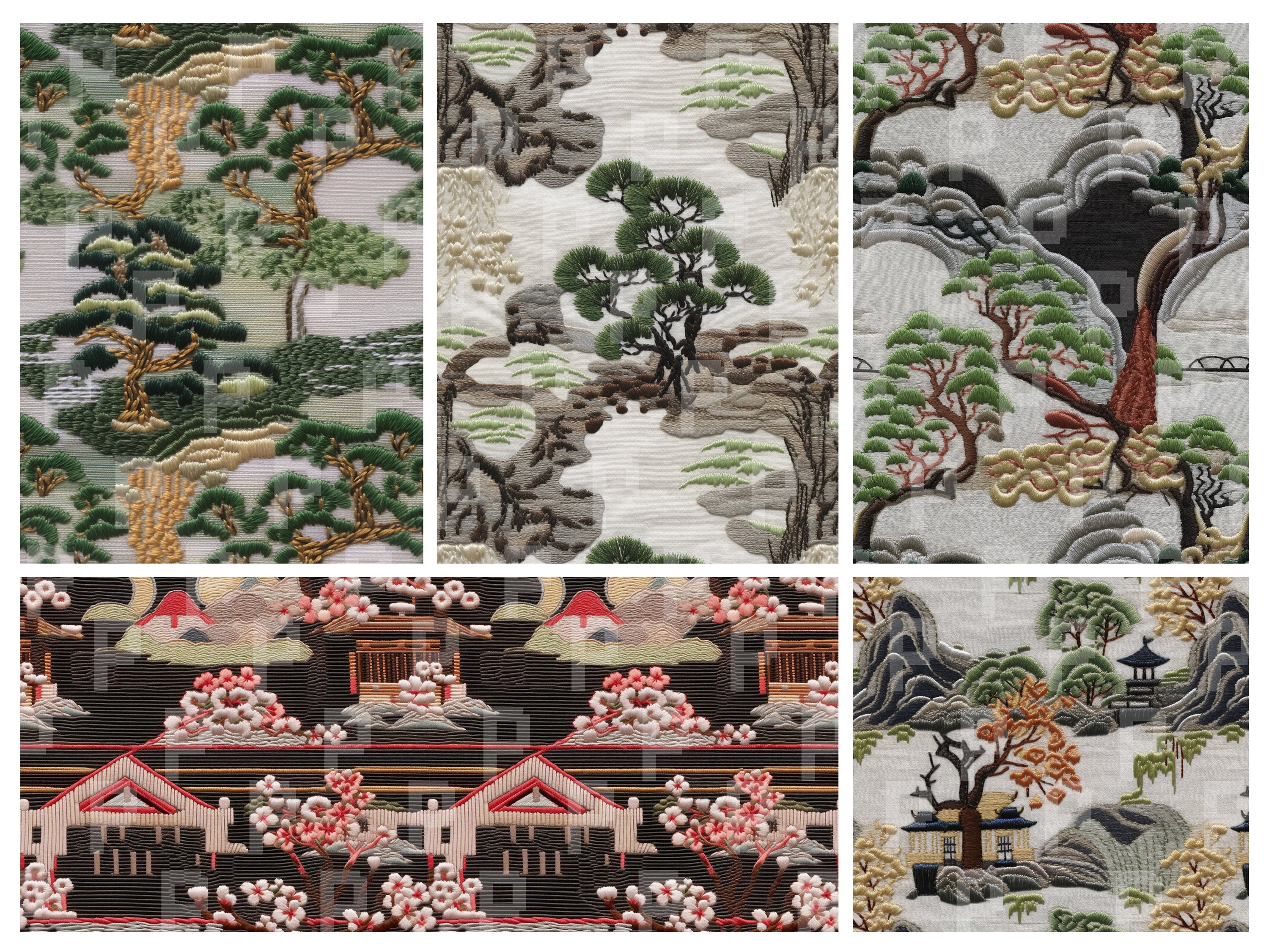 Japanese Forests & Gardens Embroidery Master Pattern Pack I - Seamless ...