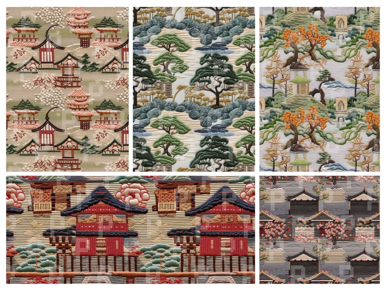 Japanese Forests & Gardens Embroidery Master Pattern Pack I - Seamless ...