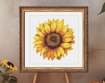 Sunny Sunflower - Counted Cross Stitch Pattern, 200x200, 25 DMC Colors Cross Stitch Pattern + Beginner's Guide + Commercial Rights