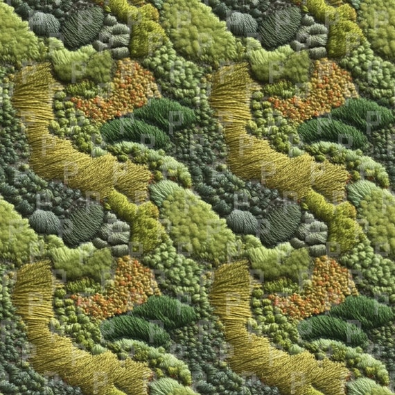 Moss Embroidery Pattern Pack II - Seamless Surface Patterns
