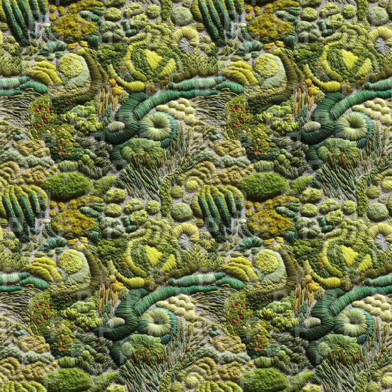 Moss Embroidery Pattern Pack I - Seamless Surface Patterns for Textiles ...