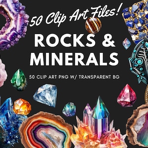 Rocks & Minerals Clip Art Pack - 50 Clip Art PNG-Dateien mit transparentem Hintergrund