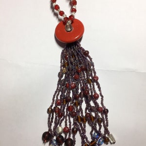 Beaded Tassel, Multicolor Beads / Vintage Boho