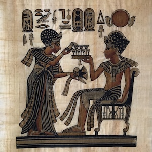 Queen Ankhesenamun Passing Wine to King Tutankhamun