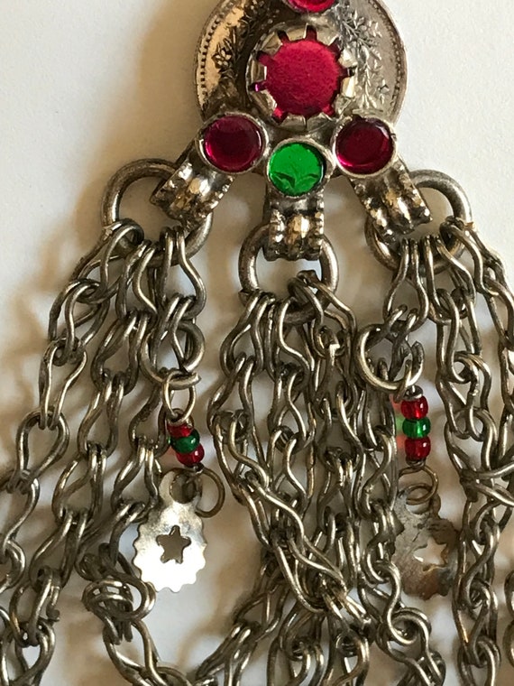 Silver Toned, Jeweled Pendant, Afghan Kuchi Triba… - image 3