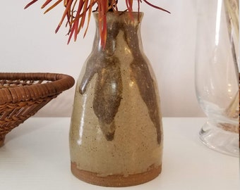 Vintage Studio Pottery Vase-Drip Glaze -Dated 1975