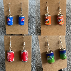 Soda Pop Cans Drinks Dangle Earrings