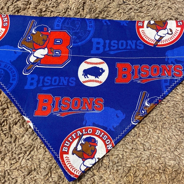 Buffalo Bisons Baseball Print Over The Collar Style Dog/Cat Bandana