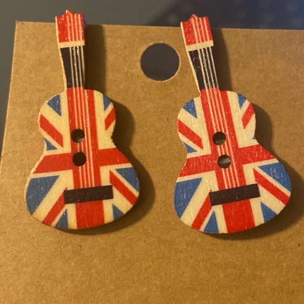 Union Jack Guitar Stud Earrings