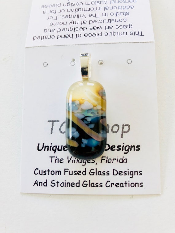 Fused Glass Pendant With Silver Foil Inclusions Etsy
