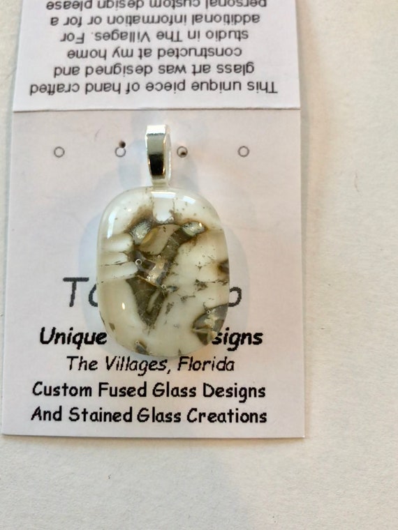 Fused Glass Pendant With Silver Inclusions Etsy
