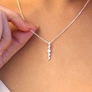silver moon phase necklace, dainty moonphase lunar phases celestial sun moons astrology lover crescent waning delicate beautiful unique gift