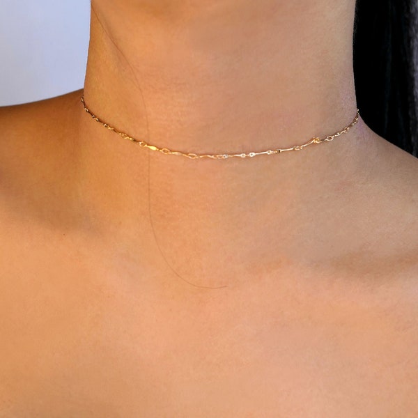 silver or gold stainless steel single strand / dainty gold choker / delicate silver choker / dainty choker necklace/dainty choker gold/ gift