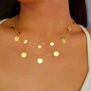 gold coins necklace set / gold coin necklace / coin necklace gold /layered coin necklace/coin necklace set/gold disc necklace /disc necklace