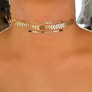 gold multi choker set / gold layered choker necklace / dainty gold choker necklace / gold choker layered/gold chain choker set/dainty choker