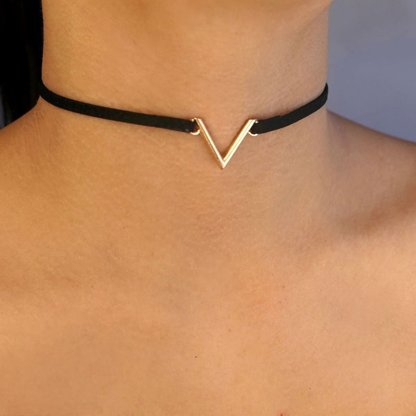 black suede choker necklace / black choker / black choker necklace / black velvet choker / black leather choker /thin black choker/lead free