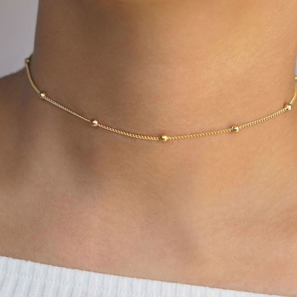 dainty stainless steel gold satellite choker / delicate gold chain choker / simple gold choker / dainty gold choker necklace / choker gift