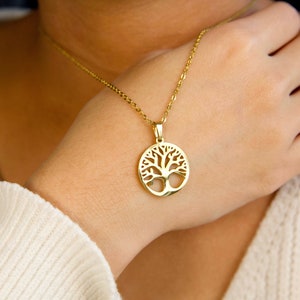 tree of life stainless steel necklace, gold silver phylogenetic tree pendant, spiritual Eastern white cedar Thuja occidentalis jewelry, gift