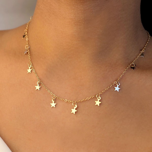 上品な星のネックレス / ゴールドの星のネックレス / 星のネックレス / 星のネックレス ゴールド / ゴールドの星のチョーカー / 星のジュエリー / ゴールドの星のジュエリー