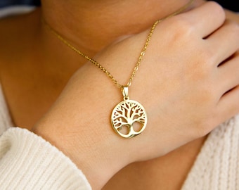 tree of life stainless steel necklace, gold silver phylogenetic tree pendant, spiritual Eastern white cedar Thuja occidentalis jewelry, gift