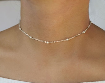 dainty silver satellite choker necklace / dainty silver choker / delicate silver choker / minimal chokers / simple silver choker/choker gift