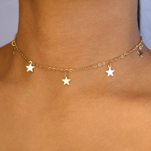 Gold Star Choker Necklace / Dainty Star Choker Gold / Dainty Etsy