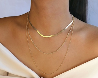 silver or gold layered necklace / gold chain necklace / multi strand necklace / statement necklace /chains set / gold stacking necklace