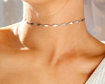 silver geometric stainless steel choker / dainty silver choker necklace / delicate silver choker / elegant silver choker /silver choker gift