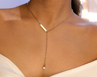 gold bar necklace / gold chain necklace / dangle necklace gold / gold dangle necklace / gold chain / dainty gold necklace / gold necklace